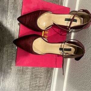 BCBG Deep Red Ankle Strap Heels